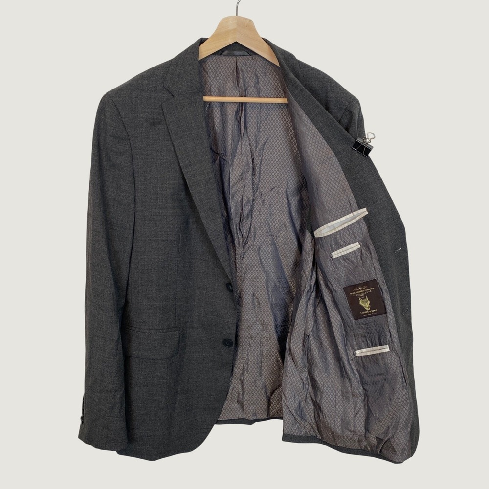 Father & Sons Charcoal Grey Vitale Barberis Canonico Wool 46R Blazer Jacket